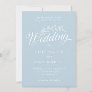 Sea Glass Sage Blue Backyard Botanic Leaf Wedding Invitation