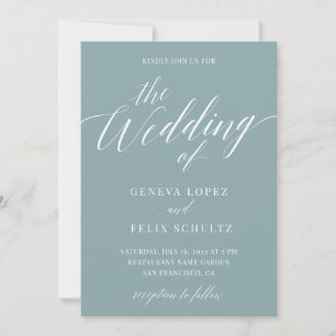 Sea Glass Sage Elegant Calligraphy Beach Wedding   Invitation