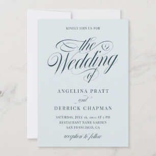 Sea Glass Sage Elegant Calligraphy Beach Wedding   Invitation