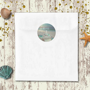 Sea Glass Seahorse Beach Wedding Classic Round Sticker