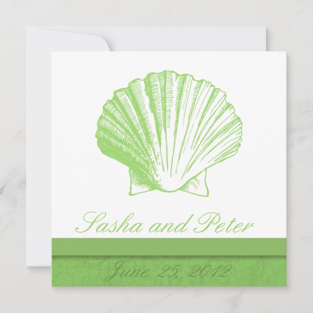 Sea Glass Shell Beach Wedding Invitations (Front)