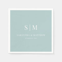 Sea Glass Simple Elegant Couple Initials Wedding