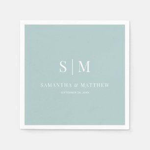 Sea Glass Simple Elegant Couple Initials Wedding Napkin