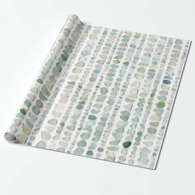 Sea Glass Stripe Wrapping Paper (Unrolled)