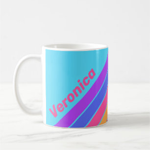 Sea Glass Stripes with Name Coffee Mug