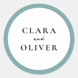 Sea Glass Teal Cinque Terre Wedding Envelope  Classic Round Sticker