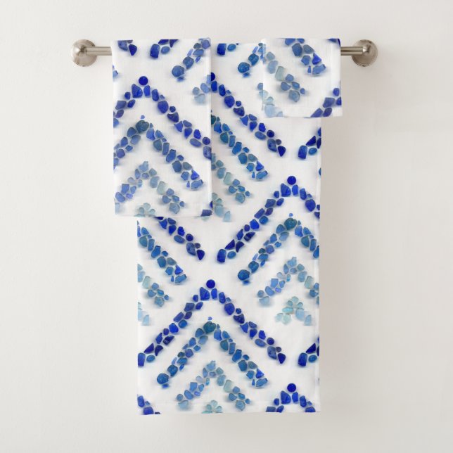 Sea glass - Treeometric - blue Bath Towel Set (Insitu)