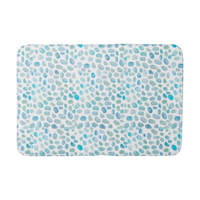 Sea Glass Turquoise Beach Pebble Medium Bath Mat (Front)