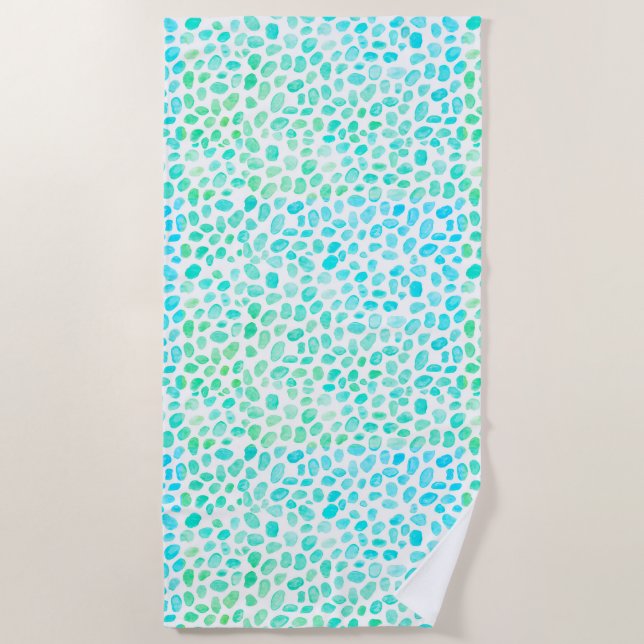 Sea Glass Turquoise Pattern  Beach Towel (Front)