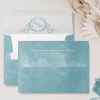 Sea Glass Watercolor Monogram Wedding Envelope