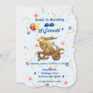 Sea Goat /December 22 – January 19 Birthday Party  Invitation