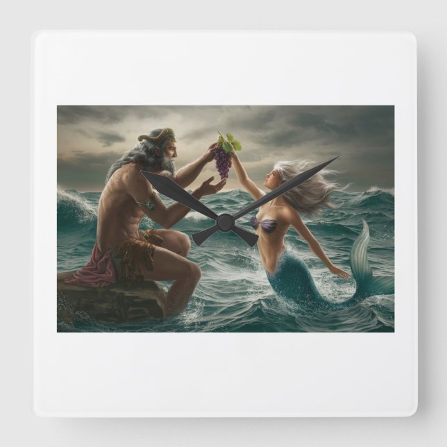Sea God and Mermaid Wall Clock (Front)