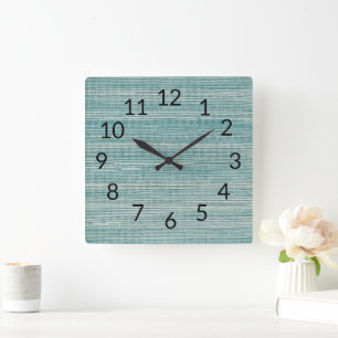 Sea Grass Pebble Painting Beach Texture Pattern Square Wall Clock