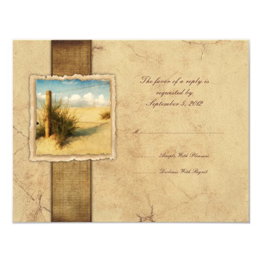 Sea Grass Vintage Wedding RSVP Card