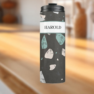 Sea Green Accents Earthtones Terrazzo Pattern 16oz Thermal Tumbler