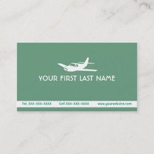Sea green aeroplane symbol business cards