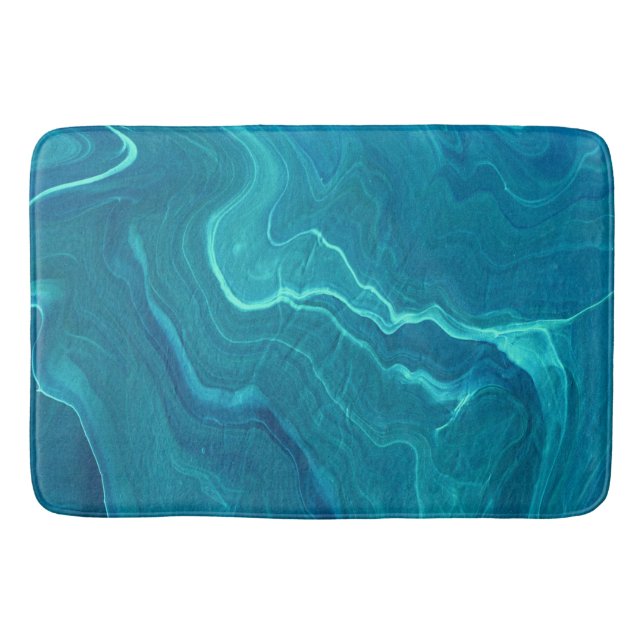 Sea Green Agate Marble Abstraction Bath Mat (Front)