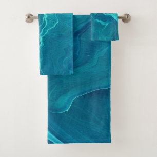 Sea Green Agate Marble Abstraction Bath Towel Set