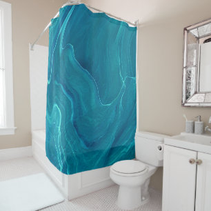 Sea Green Agate Marble Abstraction Shower Curtain