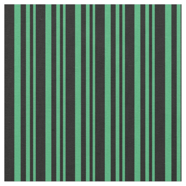 Sea Green and Black Coloured Stripes/Lines Pattern Fabric (Close Up)