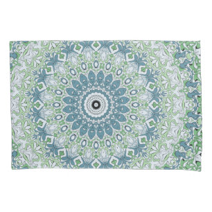 Sea Green and Blue Coastal Mandala Pattern Pillowcase