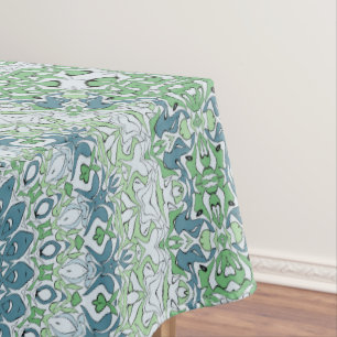 Sea Green and Blue Coastal Mandala Pattern Tablecloth