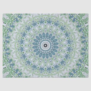 Sea Green and Blue Coastal Mandala Pattern Tissue Paper