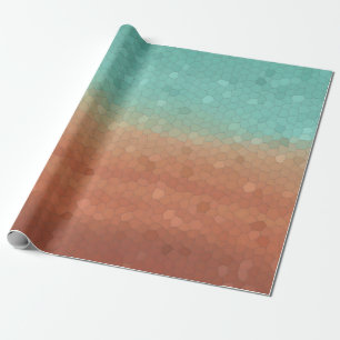 Sea green and burnt orange trendy abstract mosaic wrapping paper