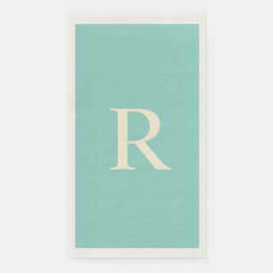 Sea Green and Cream Monogram Minimalist Napkin