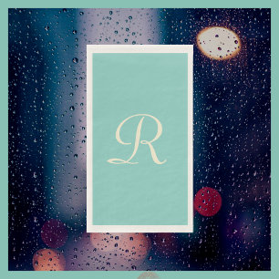 Sea Green and Cream Monogrammed Minimalist Pastel Napkin