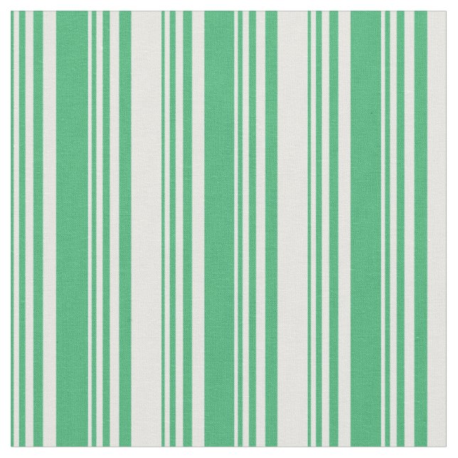 Sea Green and White Coloured Stripes Pattern Fabric (Close Up)
