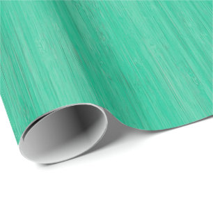 Sea Green Bamboo Wood Grain Look Wrapping Paper