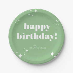 Sea Green Birthday  sticker Paper Plate