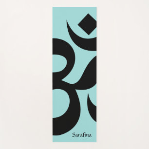 Sea Green Black Om Symbol Personalised Reversible Yoga Mat