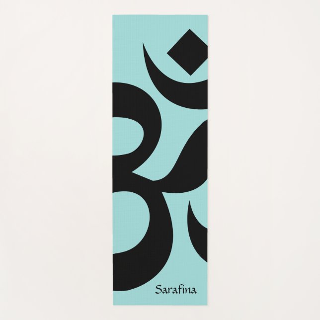 Sea Green Black Om Symbol Personalised Reversible Yoga Mat (Front)
