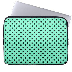 Sea Green Black Polka Laptop Sleeve