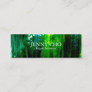 Sea green bold paint stripe mini business card