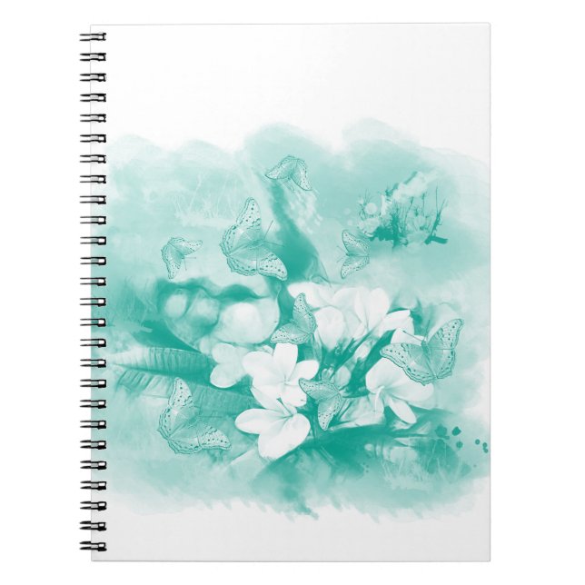 Sea-green Butterflies and flowers notebook (Front)