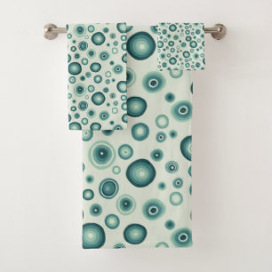 Sea Green Colorful Bubbles Modern Circles Pattern Bath Towel Set