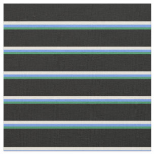 Sea Green, Cornflower Blue, Beige, and Black Fabric