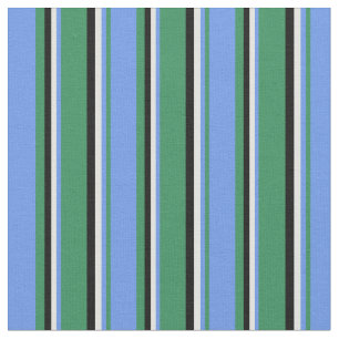 Sea Green, Cornflower Blue, Light Cyan, and Black Fabric