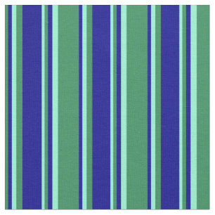 Sea Green, Dark Blue & Aquamarine Stripes Pattern Fabric