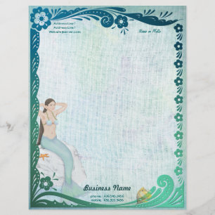 Sea Green Fantasy Personalized Letterhead