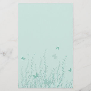 Sea green Flowers and butterflies -Stationary Stationery