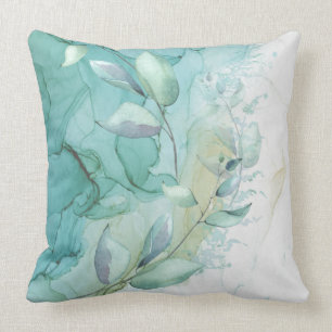 Sea Green Foliage and Teal Ink Mystique Cushion