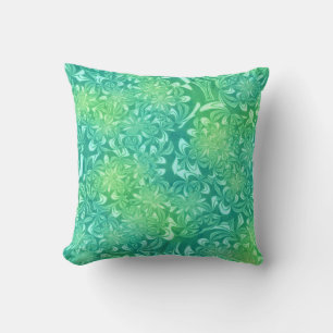 Sea Green Geometric Flowers and Bows Cushion