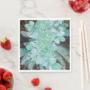 Sea green girly collage napkin