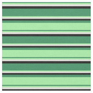 Sea Green, Green, White, and Black Coloured Lines Fabric