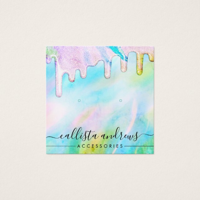 Sea Green Holographic Glitter Drips Earring (Front)