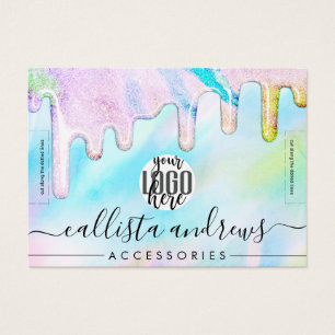 Sea Green Holographic Glitter Drips Logo Bracelet